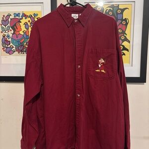 Disney Men's L Burgundy Shirt with Embroidered Grumpy